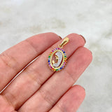 Dije Virgen María 1.9gr / 2.5cm / Circulo Circones Colores Blancos Oro Amarillo ©