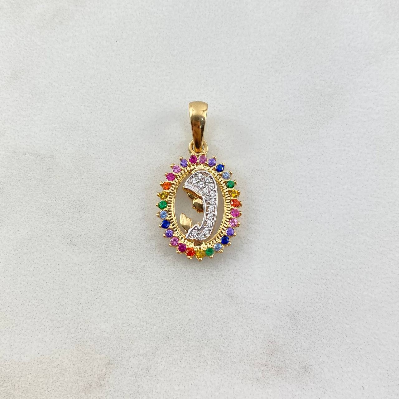 Dije Virgen María 1.9gr / 2.5cm / Circulo Circones Colores Blancos Oro Amarillo ©