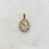 Dije Virgen María 1.9gr / 2.5cm / Circulo Circones Colores Blancos Oro Amarillo ©