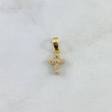 Dije Cruz 1.15gr / 2cm / Circulos Circones Blancos Oro Amarillo ©