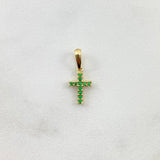 Dije Cruz 0.75gr / 1.8cm / Circones Verdes Oro Amarillo ©