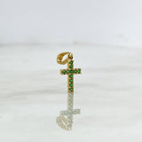 Dije Cruz 0.75gr / 1.8cm / Circones Verdes Oro Amarillo ©