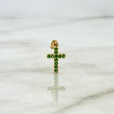 Dije Cruz 0.75gr / 1.8cm / Circones Verdes Oro Amarillo ©