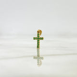 Dije Cruz 0.75gr / 1.8cm / Circones Verdes Oro Amarillo ©