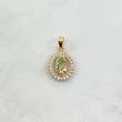 Dije Virgen María 1.75gr / 2.5cm / Circulo Circones Blancos Verdes Oro Amarillo ©
