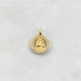 Dije Rostro Jesus 2.4gr / 2.3cm / Circulo Circones Blancos Oro Amarillo ©
