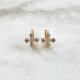 Candongas Cruz Tupida 4.35gr / 1.5cm / Circones Blancos Celestes Lilas Amarilos Oro Amarillo