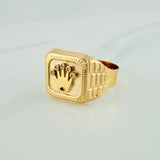 Anillo Sello Corona 3.6gr / T11 1/2 / Oro Amarillo 18K $