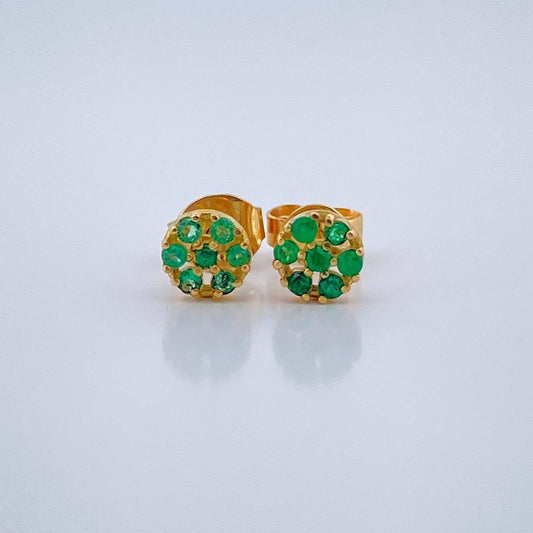 Topos Flor Esmeraldas 1.1gr / 5.3mm Oro Amarillo 18K $