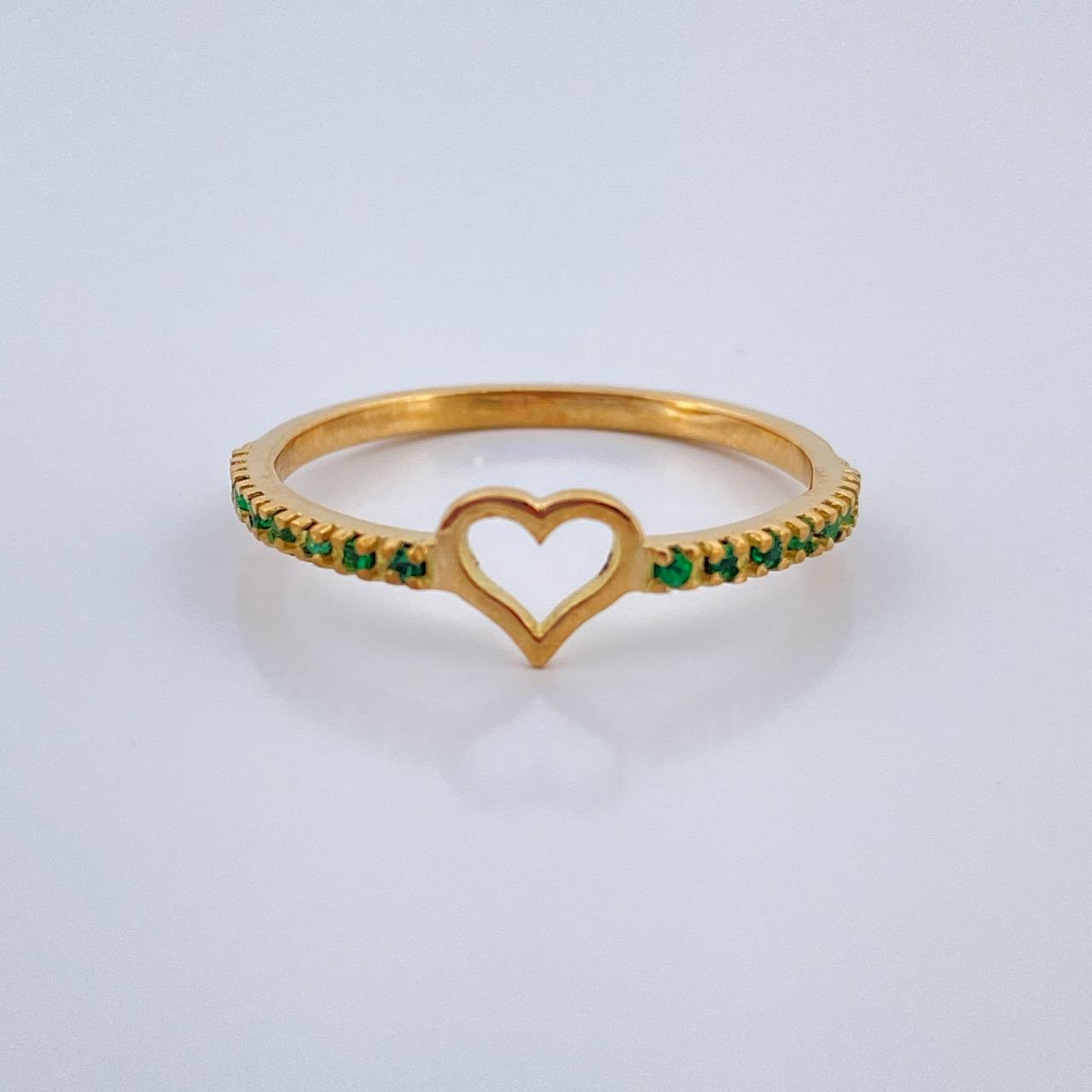 Anillo Corazon Esmeralda 1.4gr / T6 3/4 / Oro Amarillo 18K &