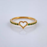 Anillo Corazon Esmeralda 1.4gr / T6 3/4 / Oro Amarillo 18K &