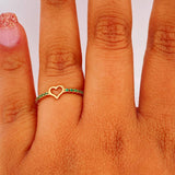Anillo Corazon Esmeralda 1.4gr / T6 3/4 / Oro Amarillo 18K &