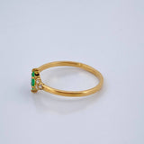 Anillo Solitario Ojo Esmeralda Diamantes 1.35gr / T7 1/4 / Oro Amarillo 18K $