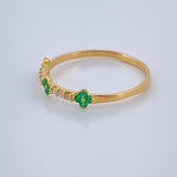 Anillo Flores Mini Esmeralda 0.9gr / T5 1/2 / Oro Amarillo 18K &