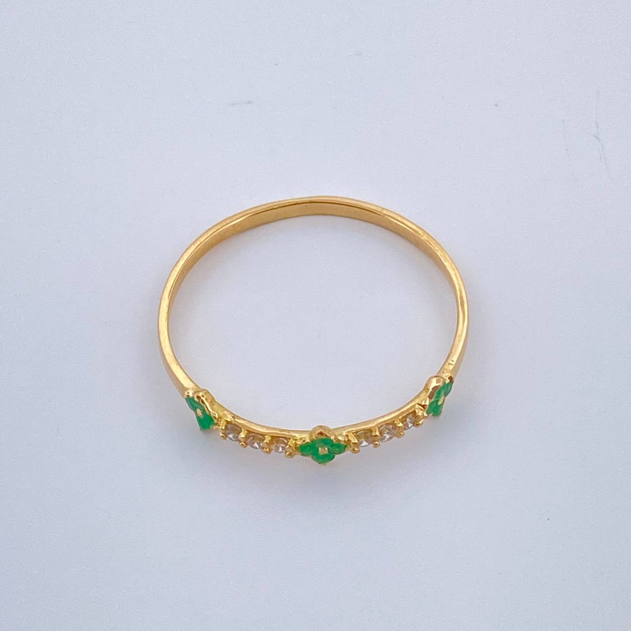 Anillo Flores Mini Esmeralda 0.9gr / T5 1/2 / Oro Amarillo 18K &