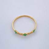 Anillo Flores Mini Esmeralda 0.9gr / T5 1/2 / Oro Amarillo 18K &
