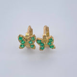 Candongas Mariposa Esmeraldas 1.7gr / 1cm / Oro Amarillo 18K $