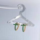 Candongas Cruz Esmeraldas 2.4gr / 1.5cm / Oro Amarillo 18K &