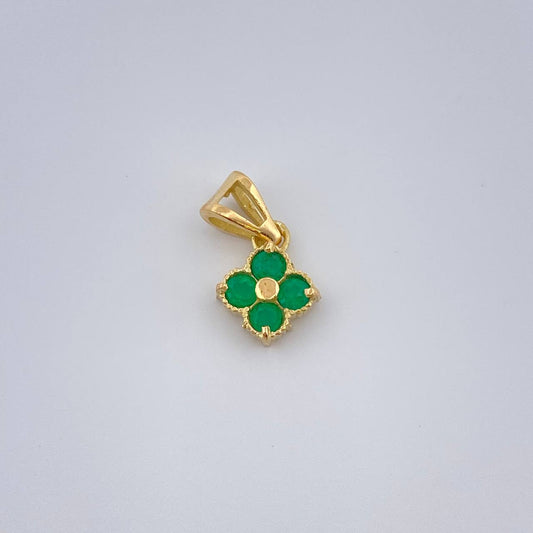 Dije Flores Esmeralda 0.65gr / 1.2cm / Oro Amarillo 18K &