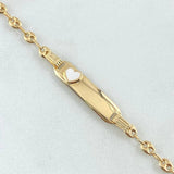 Pulso Bebé GC Placa Rectangular Corazón 2gr / 15cm / 3.1mm Resina Blanca Oro Amarillo 18K