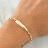 Pulso Bebé GC Placa Rectangular Corazón 2gr / 15cm / 3.1mm Resina Blanca Oro Amarillo 18K