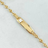 Pulso Bebé GC Placa Rectangular Trebol 2.15gr / 15.5cm / 3.2mm Resina Blanca Oro Amarillo 18K *