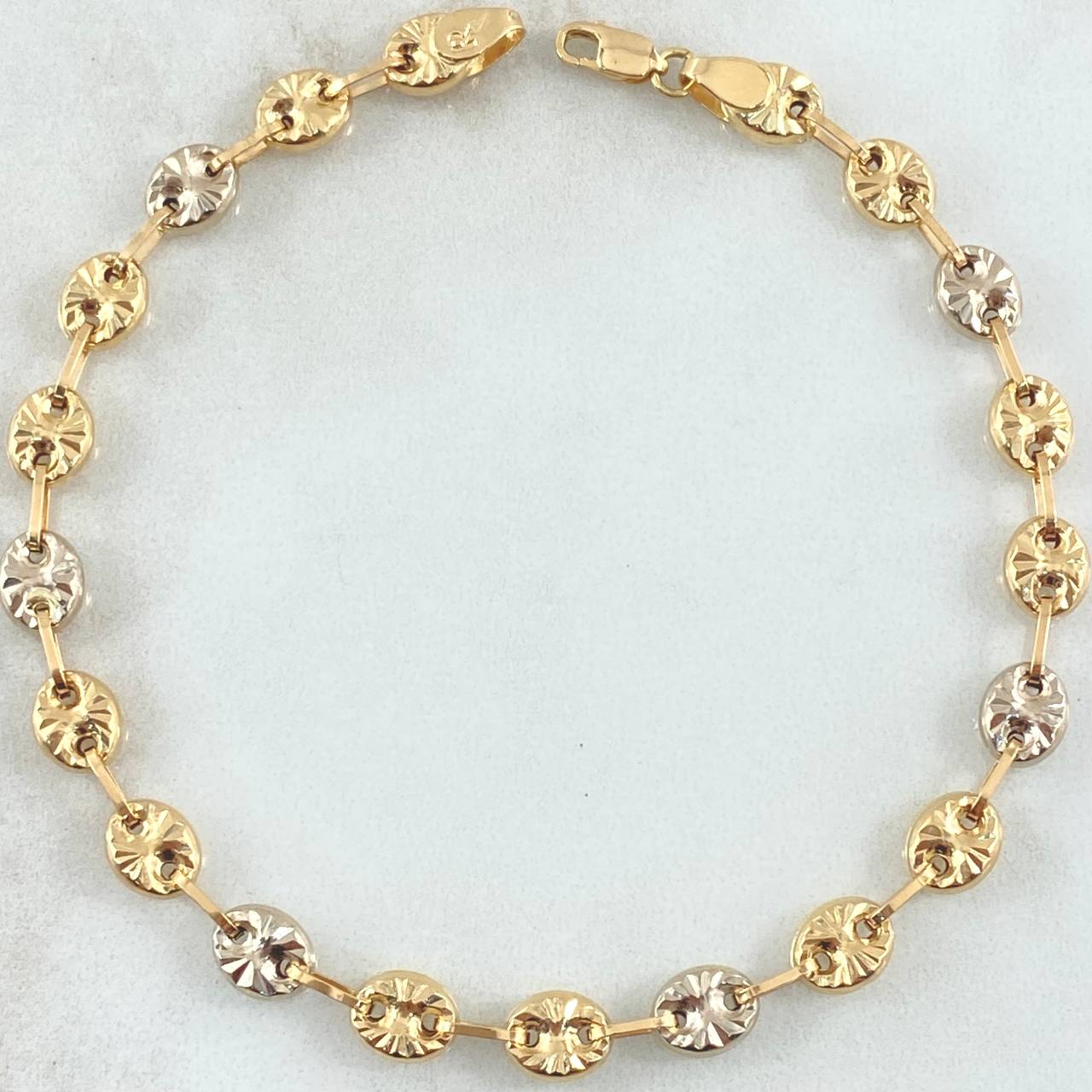 Pulso GC 5.95gr / 20.5cm / 6mm Diamantado Dos Oros Amarillo Blanco 18K ©