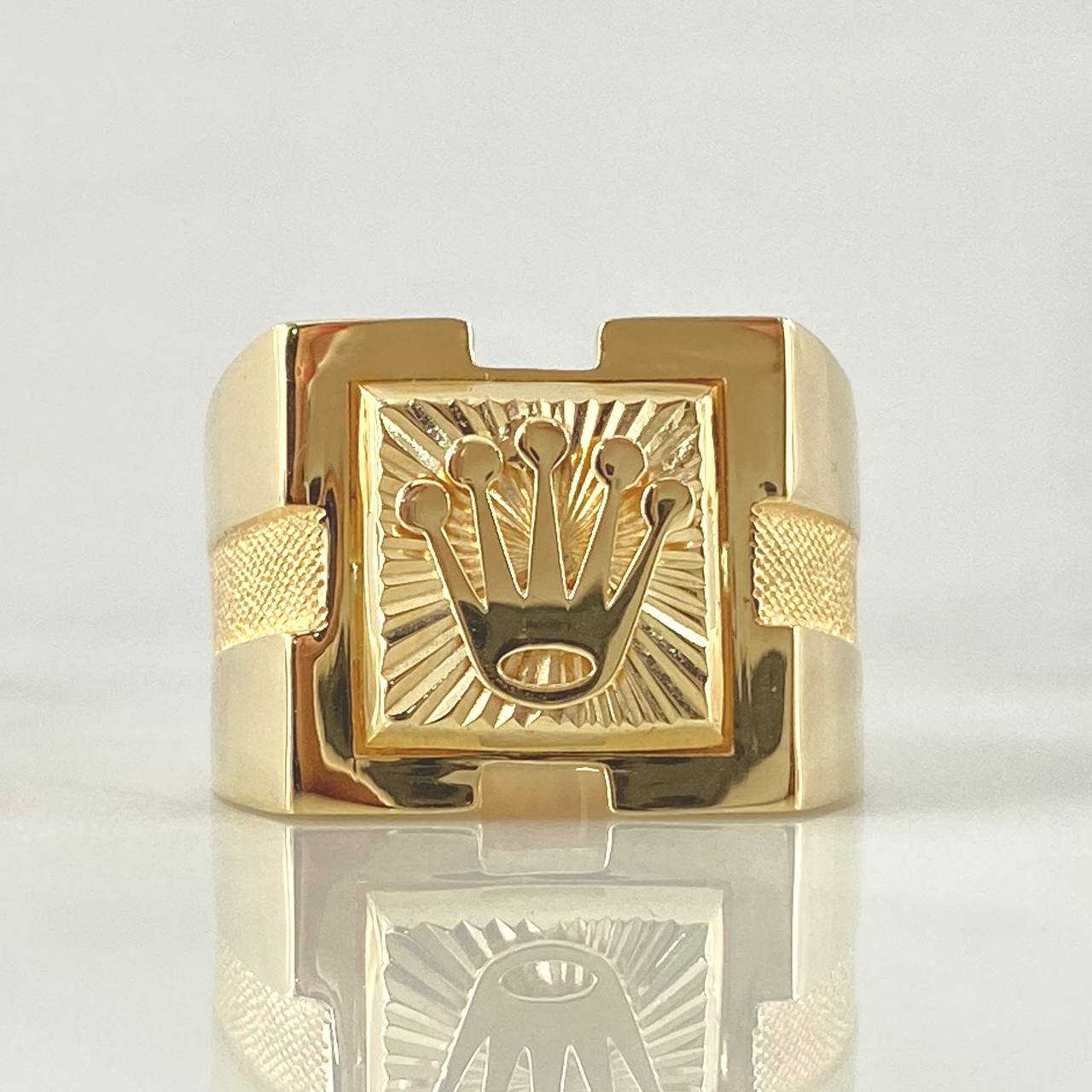 Anillo Recuadro Corona Punteada 6.5gr / T9 1/4 / Texturizado Oro Amarillo 18K