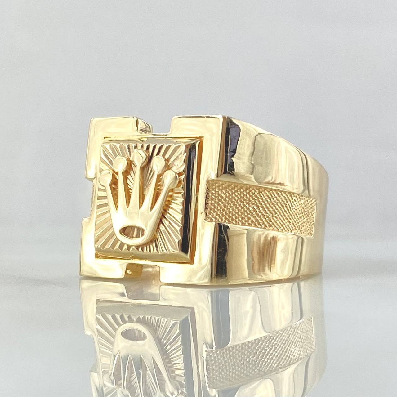 Anillo Recuadro Corona Punteada 6.5gr / T9 1/4 / Texturizado Oro Amarillo 18K