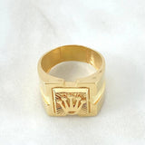 Anillo Recuadro Corona Punteada 6.5gr / T9 1/4 / Texturizado Oro Amarillo 18K