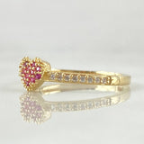 Anillo Churumbela Parcial Corazón Tupido 1.75gr / T6 3/4 / Circones Blancos Fucsias Oro Amarillo 18K