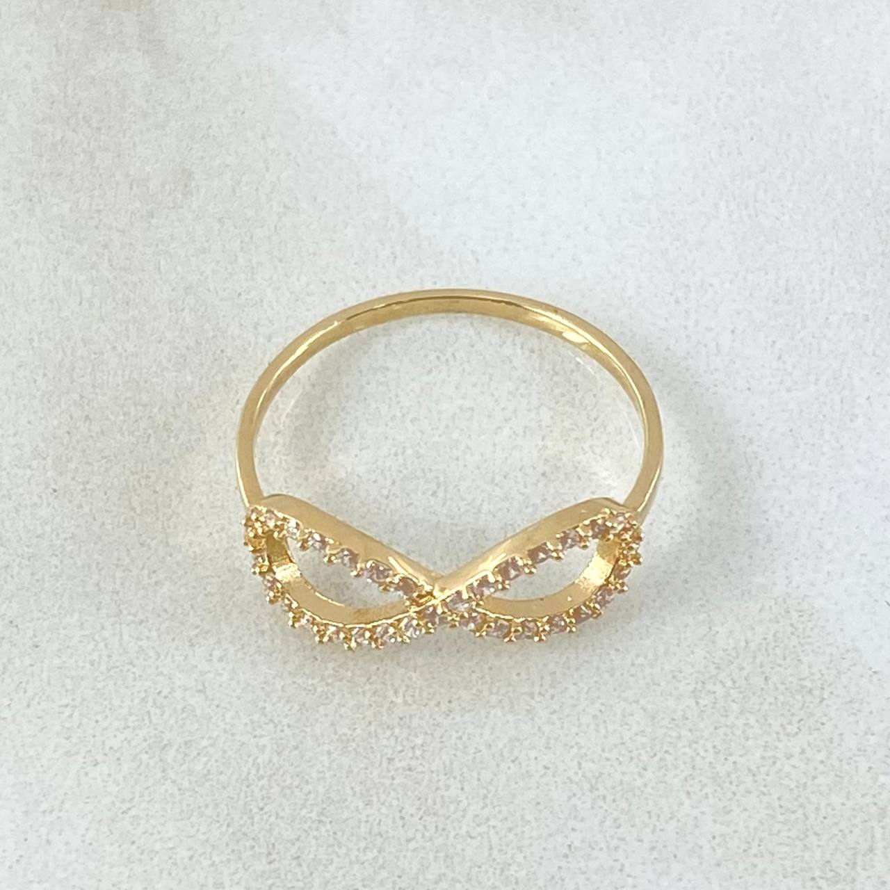 Anillo Infinito Tupido 1.2gr / T5 / Circones Blancos Oro Amarillo 18K