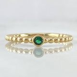 Anillo Solitario Bisel Esferas 1.75gr / T6 3/4 / Circon Verde Oro Amarillo 18K ©