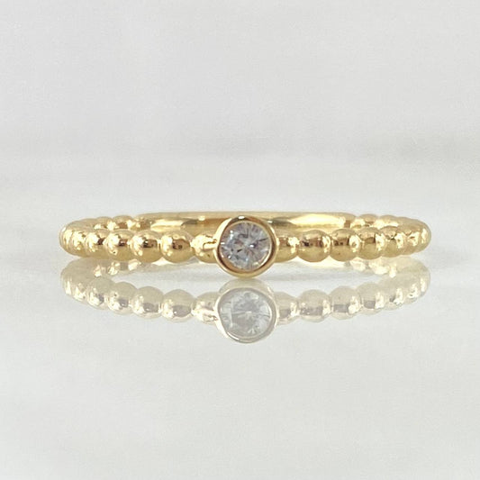 Anillo Solitario Bisel Esfera 1.6gr / T6 1/2 / Oro Amarillo 18K *