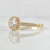 Anillo Solitario Halo Tupido 2.15gr / T6 / mm Circones Blancos Oro Amarillo 18K ©