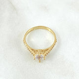 Anillo Solitario Puente Espiral Barroca 1.95gr / T5 1/2 / Circones Blancos Oro Amarillo 18K ©
