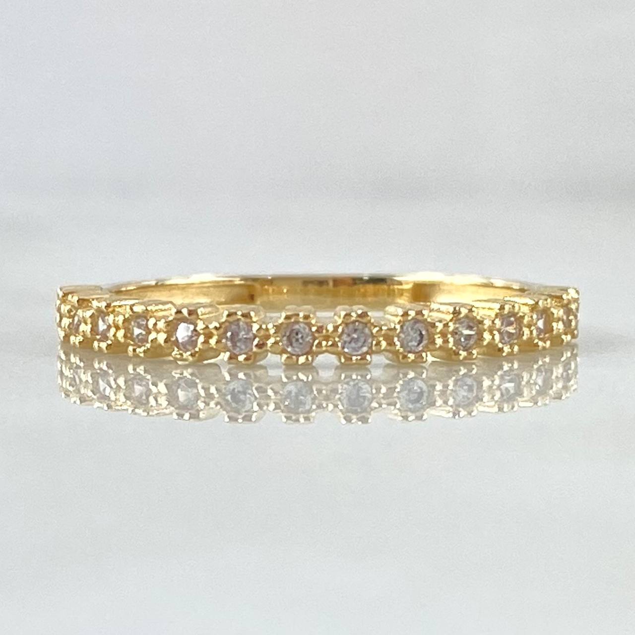 Anillo Linea De Ojos 1.7gr / T7 / Circones Blancos Oro Amarillo 18K ©