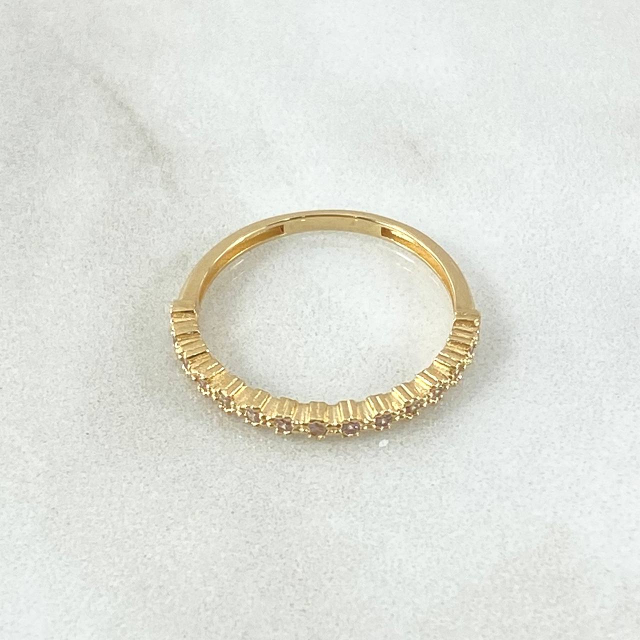 Anillo Linea De Ojos 1.7gr / T7 / Circones Blancos Oro Amarillo 18K ©