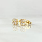 Topos Flor Trebol 1.2gr / 5.3mm Circones Blancos Oro Amarillo 18K