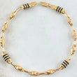 Pulso Rustico Rombos Rayados 3x1 4.55gr / 20cm / 5.1mm Cauchos Negros Oro Amarillo 18K ©