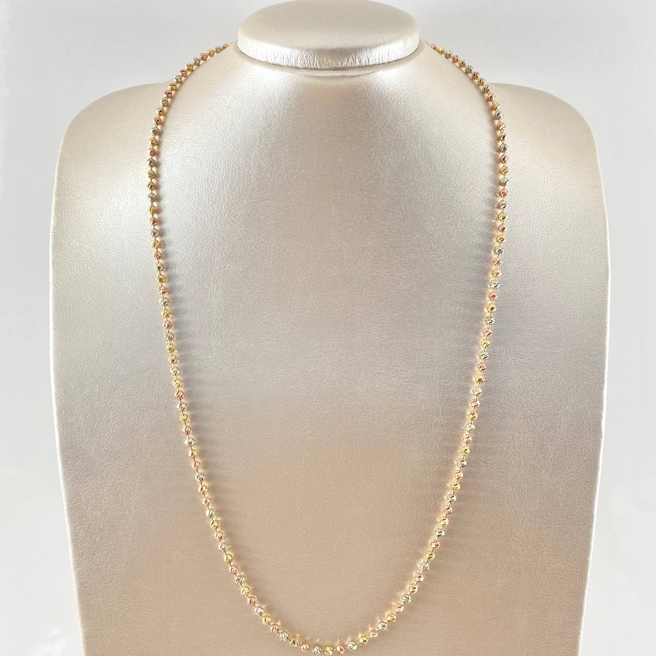 Cadena Militar 21.35gr / 65cm / 3mm Diamantada Tres Oros 18K ©