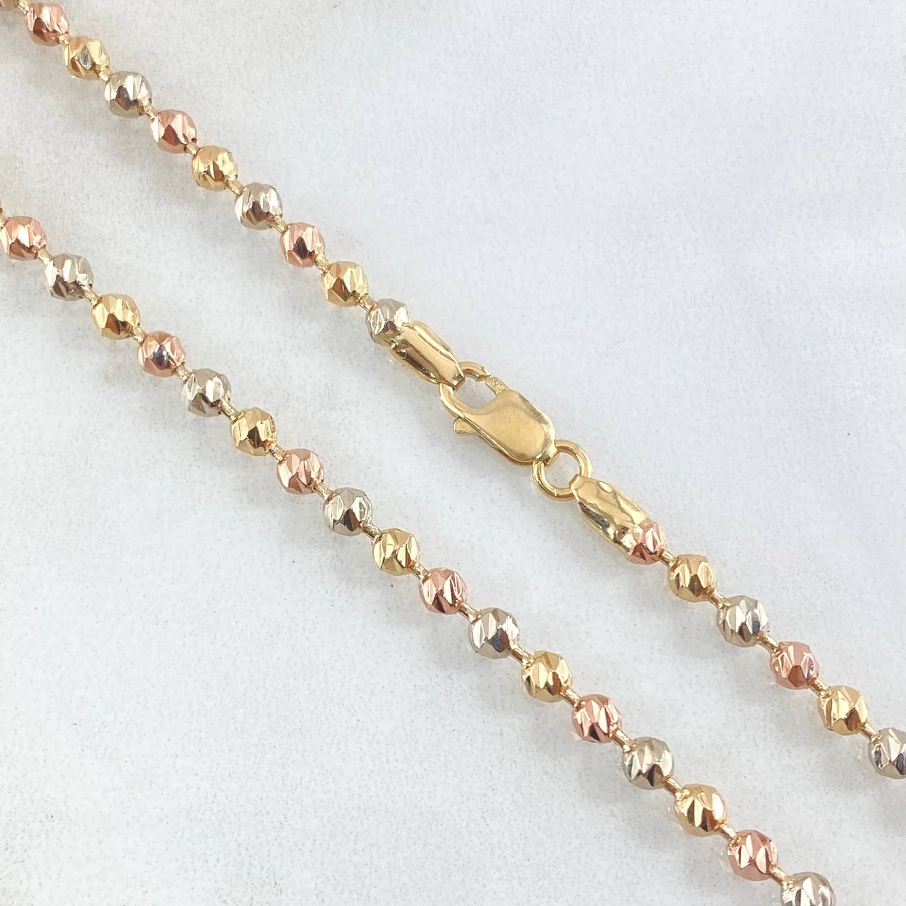 Cadena Militar 21.35gr / 65cm / 3mm Diamantada Tres Oros 18K ©