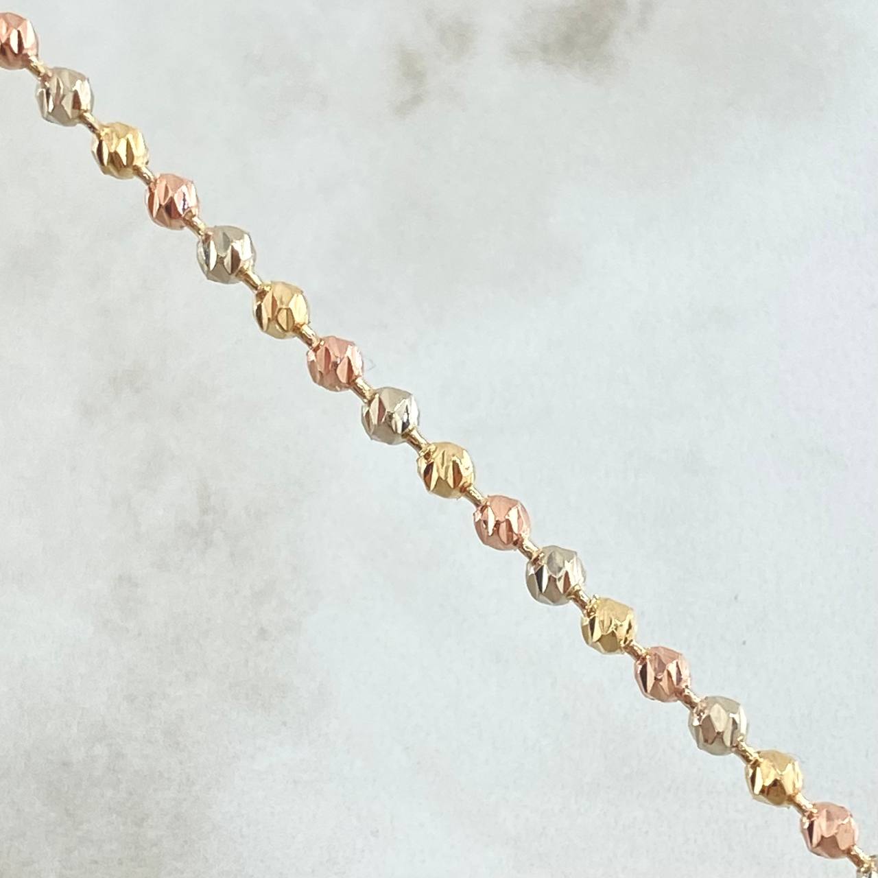 Cadena Militar 21.35gr / 65cm / 3mm Diamantada Tres Oros 18K ©