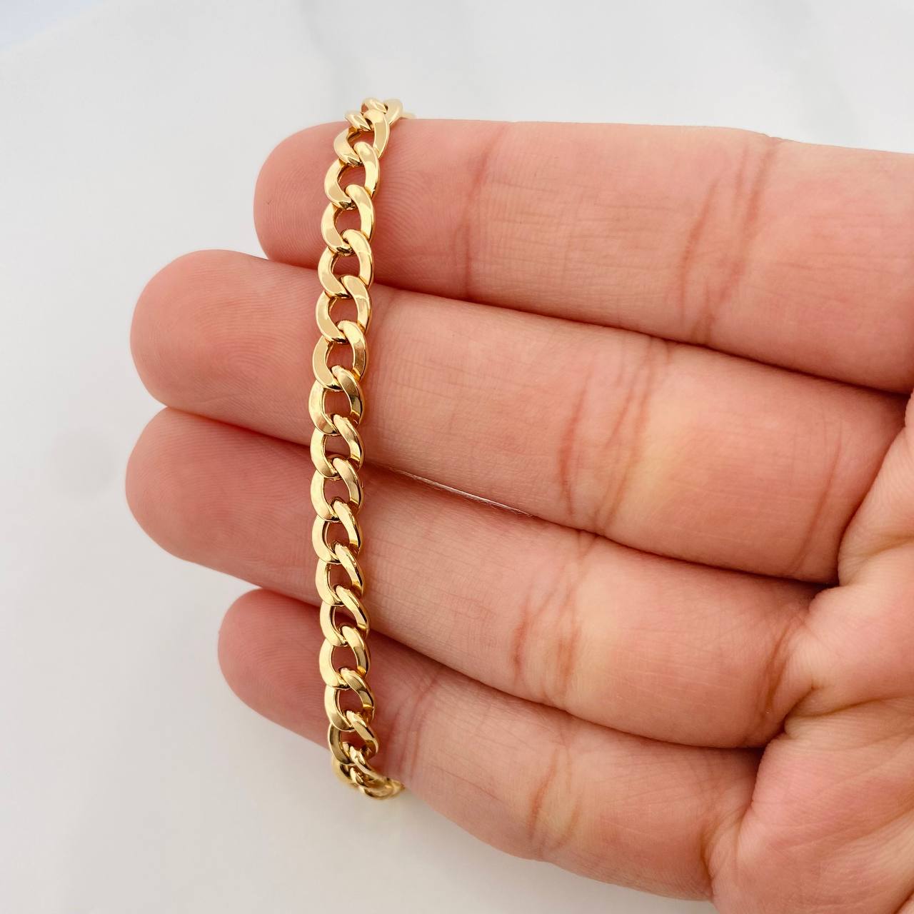 Pulso Cubano 3.8g / 19.5cm / 5.15mm Oro Amarillo 18K