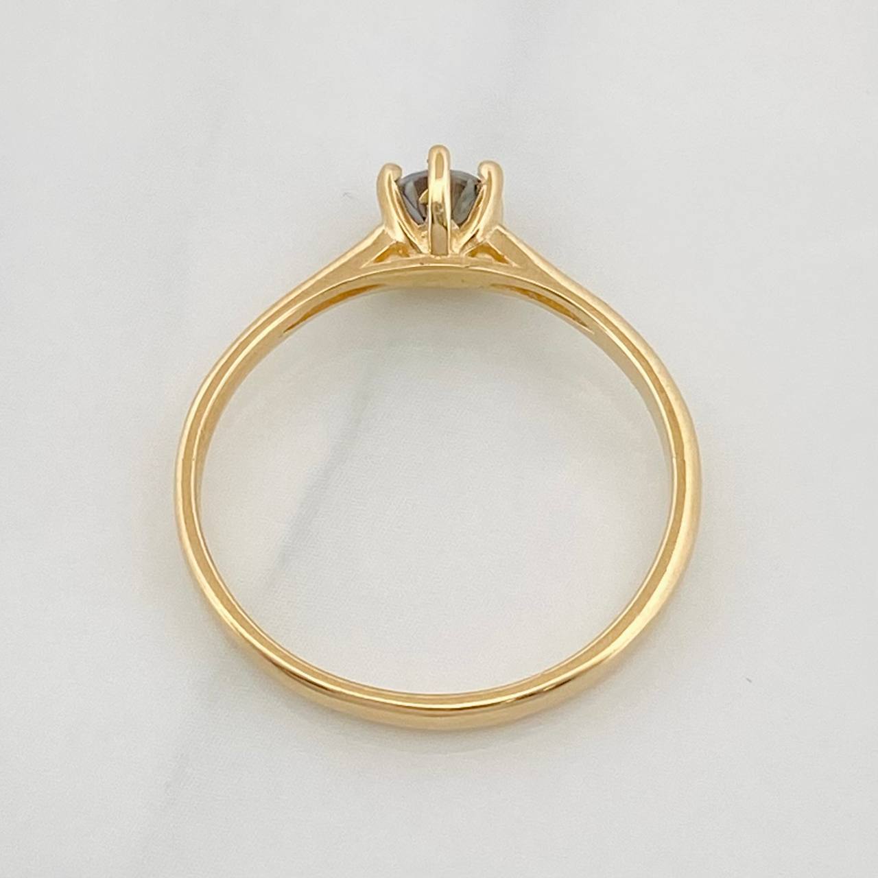 Anillo Solitario Moisanita  0.20 pts 1.65g / T7 1/4 Oro Amarillo 18K