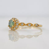 Anillo Halo Churumbela Moisanita 0.38 pts 1.85g / T7 3/4 Oro Amarillo 18K