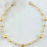Pulso Espiga Militar 2.65gr / 17.5cm / 3mm-5mm Bolas Diamantadas Oro Amarillo 18K ©