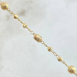Pulso Espiga Militar 2.65gr / 17.5cm / 3mm-5mm Bolas Diamantadas Oro Amarillo 18K ©