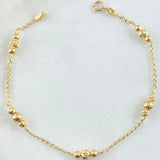 Pulso Espiga Militar 2.45gr / 18cm / 3mm-4mm Bolas Lisas - Diamantadas Oro Amarillo 18K ©