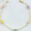 Pulso Espiga Bolas Emuladoras 2.4gr / 18cm / 3mm Diamantadas Cauchos Colores Oro Amarillo 18K *
